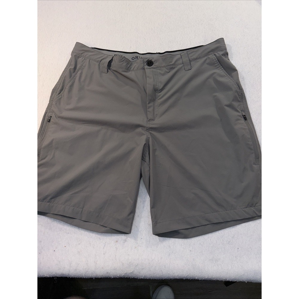 Orvis Mens Tech Cargo Shorts Flat Front Comfort Waist Belt Lightweight Gray‎ 40